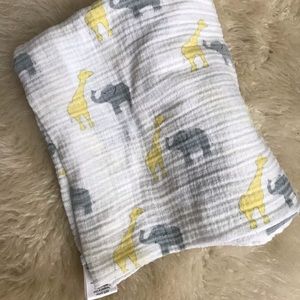 Elephant and giraffe swaddle blanket